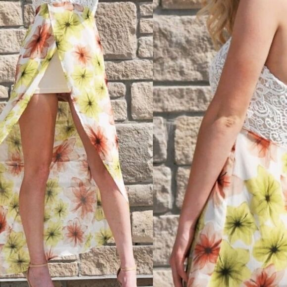 Floral Lace Halter Flyaway Dress - Picture 8 of 16